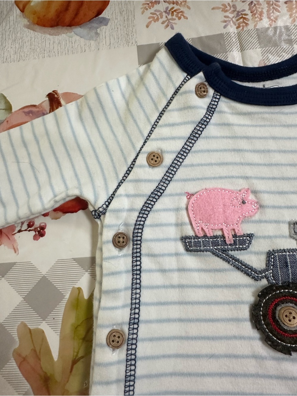 Mud Pie Baby Boy 0-3 Months Tractor Farm Animal Footed Sleeper Romper - Picture 4 of 6